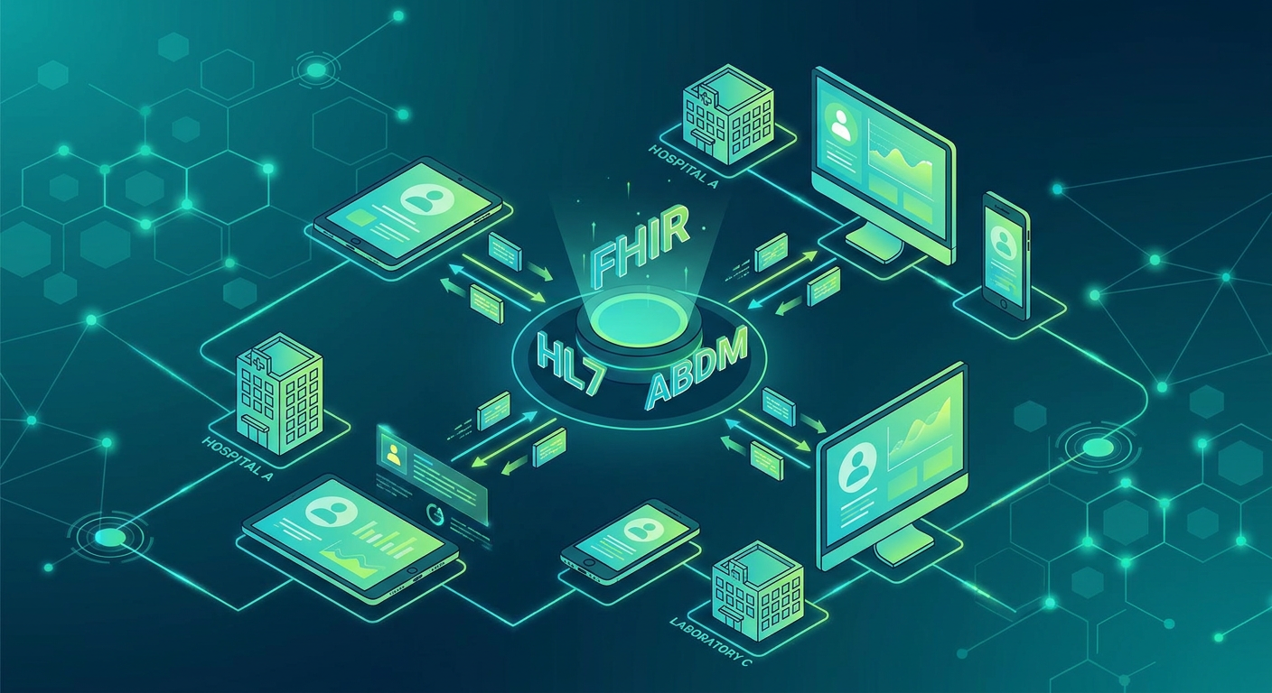 ABDM ABHA integration and FHIR healthcare interoperability — connected health data exchange in India