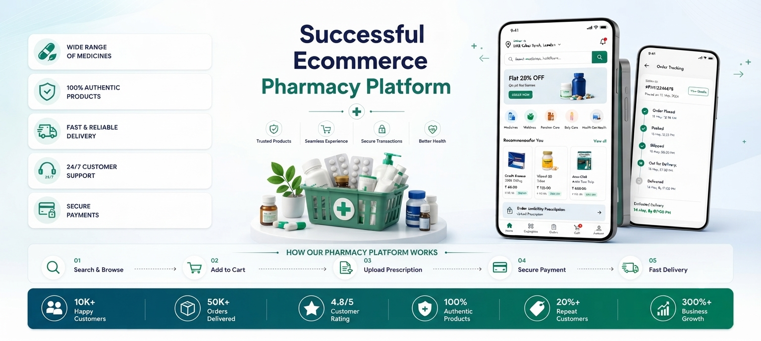 Pharmacy ecommerce platform with online medicine delivery in India